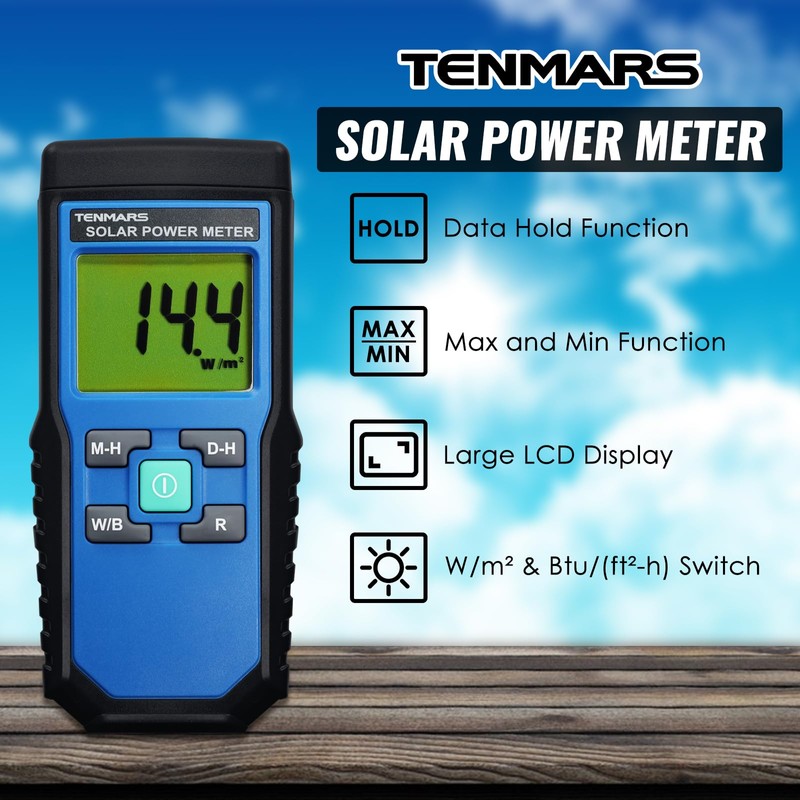 Solar Power Meter, Digital Solar Irradiance Meter Solar Energy Meter,