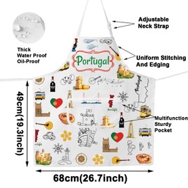 MYSOMY Portugal Apron With Pockets Portugal Kitchen Gifts Portugal Cooking Apron Portuguese Gifts (Portugal UK)