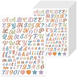 4800 PCS 30-Sheet Small Letter Stickers 0.5 Inch for Water Bottle Scrapbook 1/2" Half Inch Mini Deco Colorful Alphabet Stickers Waterproof Vinyl Letter Stickers for Label Book DIY(Cursive Font,Boho)