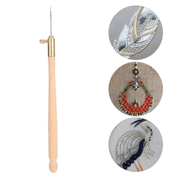 Unbranded Tambour Hook Kit With 3 Needles Wooden Embroidery Beading