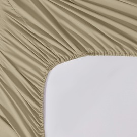 AMEHA Extra Deep Single Fitted Sheet 40cm/16 Inches – Beige Super Soft Brushed Microfibre Easy Care Fitted Bed Sheet for Single Bed