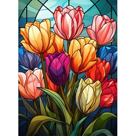 GemZono Diamond Painting Kits for Adults,Diamond Painting Kits, 5D Flower Diamond Art Kits for Adults Beginner Gem Art Full Drill Diamond Dots Tulip Art for Adults Home Wall Decor Gifts 12x16inch