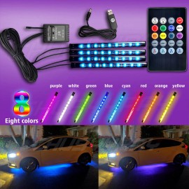 CHUSYYRAY US RGB LED Glow Interior Car Lamp Kits Under Dash Foot Well Seat Inside Lighting