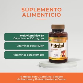 Suplementos Alimenticios con L-Carnitina Vinagre de Manzana y Polinicotinato de Cromo | Skin Care Vitaminas para Mujer - Vitaminas para Hombre | Multi