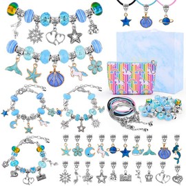 Cugybue DIY Jewellery Bracelets Making Kit for Girls, Art and Crafts Jewellery Making Supplies, Birthday Christmas Gifts for 6-12 Kids Adult to Make Necklace Bracelets Kits with Gift Package,Pink