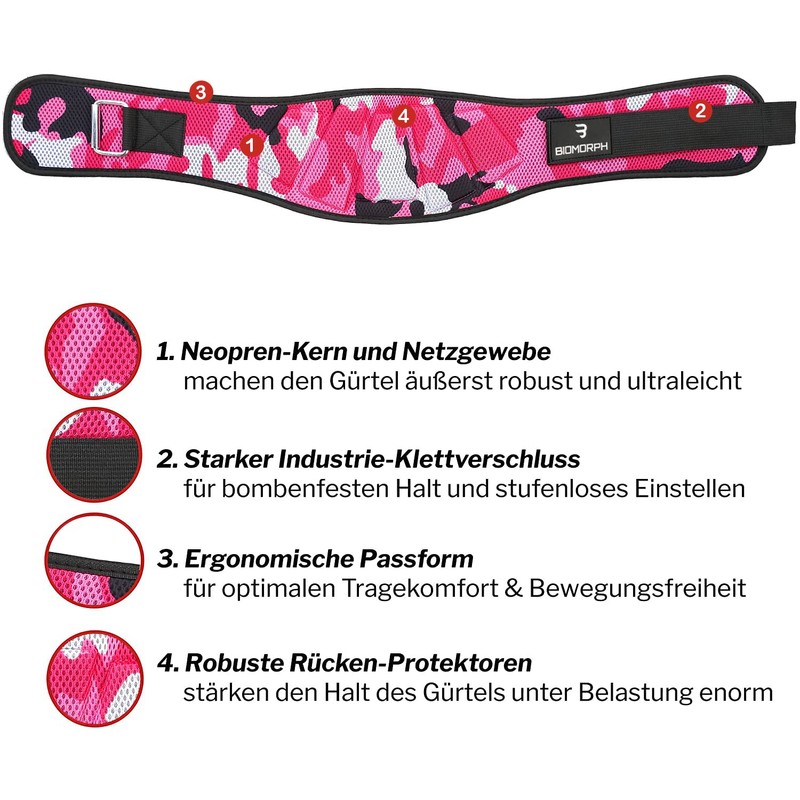 BIOMORPH Neoprene Weight Lifting Belt for Strength Training, Powerlifting, Bodybuilding,
