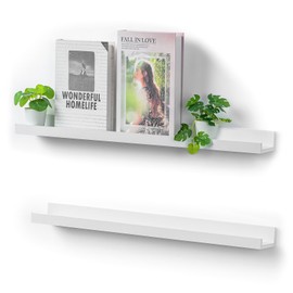Walasis 24 inch Long Shelf for Wall: White Wall Book Shelves for Bedroom Kids - Narrow Floating Shelves for Picture Photo