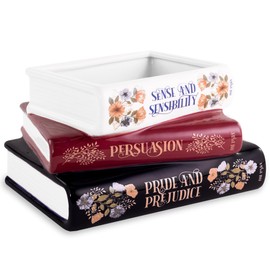 Steel Mill & Co Original Small Book-Shaped Decorative Planter, Ceramic Planter for Home Decor, Cute Bookshelf Decor, Unique Planter for Book Lovers, Classic Titles, Jane Austen