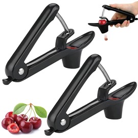 2Pcs Cherry Pitter, Olive Pitter, Cherry Stoner Remover with Stainless Steel Rod, Olive Removal Tool, Cherry Pip Remover/Dates Pitting Device, Cherry Pitter Fruit Tool (Black)