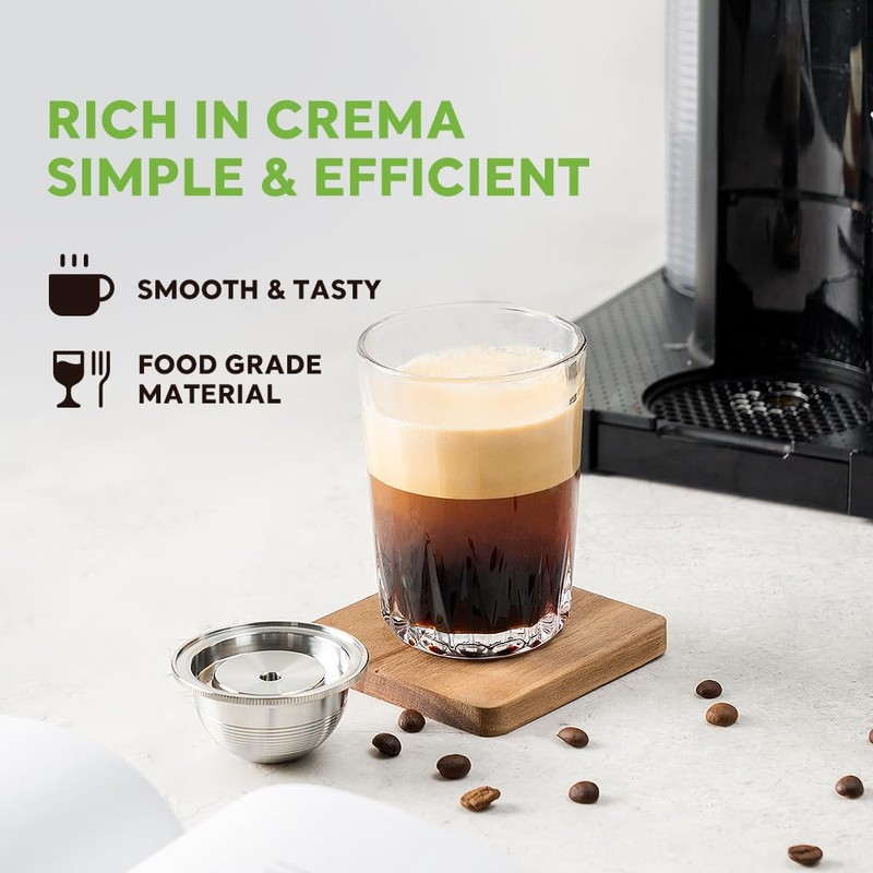 Stainless Steel Reusable NespressoV ertuo Pod Compatible with GCA1, BENFUCHEN