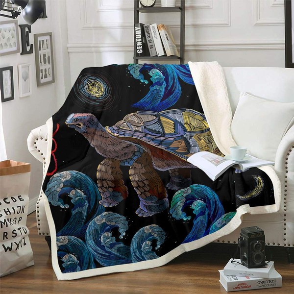 Feelyou Tortoise Fleece Blankets Kids Boys Adults 3D Reptile Print