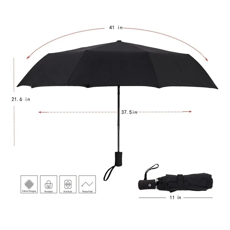 SY COMPACT Travel Umbrella Windproof Automatic Umbrellas Foldable umbrella-Black