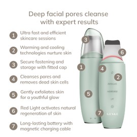GESKE SmartAppGuided MicroCurrent Skin Scrubber & Blackhead Remover, 9 in 1, Skincare Tools, Face Cleaning, Anti Ageing and Cleansing, Professional Face Tightening, Blackhead Remover
