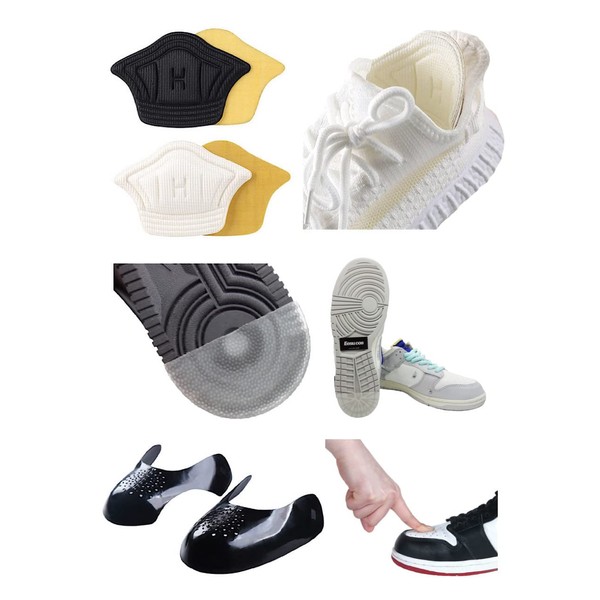 Eesu cos Sneaker Care 3-Piece Set, Fits Up to 11.4 inches (29 cm), Wrinkle, Reinforced Heel, Prevents Shoe Blisting, Heel Reinforced Parts, Repair, High Cut, Low Cut, Can Be Used With Various Sneakers, Protects Your Important Sneakers, white (heel sheet)