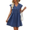 POTILI Denim Dress for Women,V Neck Jean Dresses Short Sleeves