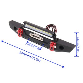 Treehobby Metal Front Bumper with LED Light RC Winch Mount Seat Compatible with Traxxas TRX-4 TRX4 Axial SCX10 90046 90047 RC4WD D90 TF2 1/10 RC Crawler Car Upgrade Part