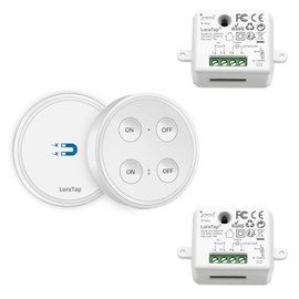 Light Switch Radio Switch Set with 4 Button Remote Control (One Remote Control with Two Receivers) Control On and Off from Two Devices Separately or Simultaneously