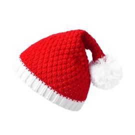 CZolden Christmas Hat for Kids Baby Knitted Santa Hat for Xmas Winter Holiday Party(White Pom Pom)