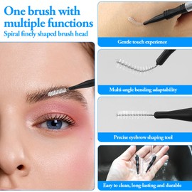 20 Pcs Micro Eyebrow Brush with Cap, Brow Lamination Brush Eyelash Brush Eyebrow Spoolie Lash Lift Tools Lash Filler for Women Men Eyebrows and Eyelashes Extensions