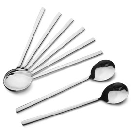AOOSY Korean Spoon,Stainless Steel Round Soup Spoons Set of 8,Table Spoons,8.5 inch Long Handle Dinner Rice Korean Spoon Set for Home Kitchen Restaurant
