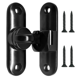 Alamic Gate Latch, 90/180 Degree Door Latch, Barn Door Lock, Sliding Door Lock Latch, Small Flip Gate Latch, Hook and Eye Latch for Door Cabinet Barn Bathroom Black - 1 Pack