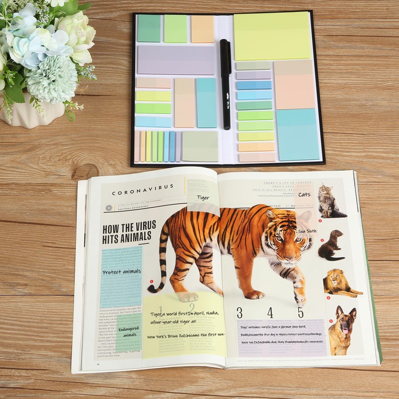 Mr. Pen- Transparent Sticky Note Set, 1650 Sheets, Pastel Colors,