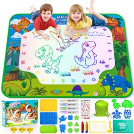 Water Doodle Mat for Kids 32x40 Inch, Reusable Coloring Mat Educational Toy for 3 4 5 6 7 8 Years Old Girls & Boys, Neon Color Mat Doodle Board Writing Drawing Toys Holiday Christmas Birthday Gifts