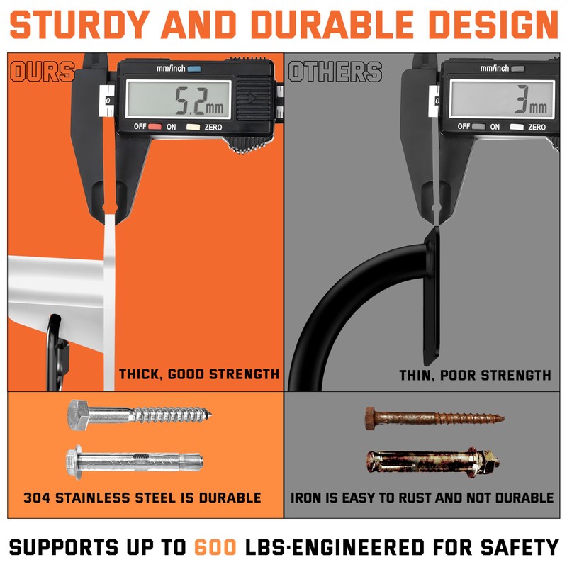 Pull Up Bar Wall Mounted, Heavy Duty 600lbs Capacity Chin