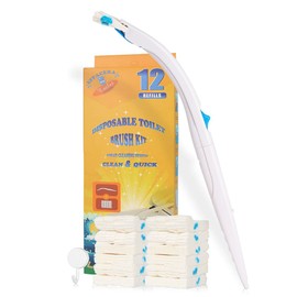 Sistema de soporte de cepillo desechable para inodoro, repuestos frescos para fregador de baño, 1 cepillo de inodoro+1 soporte+1 guante de limpieza+12 recambios