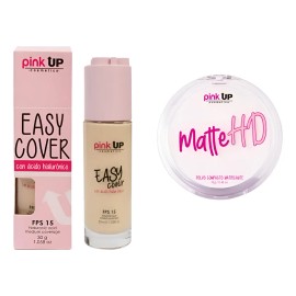 Polvo Mate Hd + Maquillaje Líquido Easy Cover Pink Up