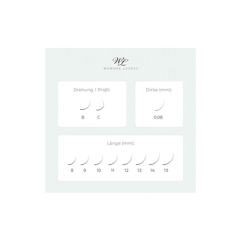 WL Wonder Lashes Fertige Wimpernfächer 8-in-1 für Professionell 0,08 100