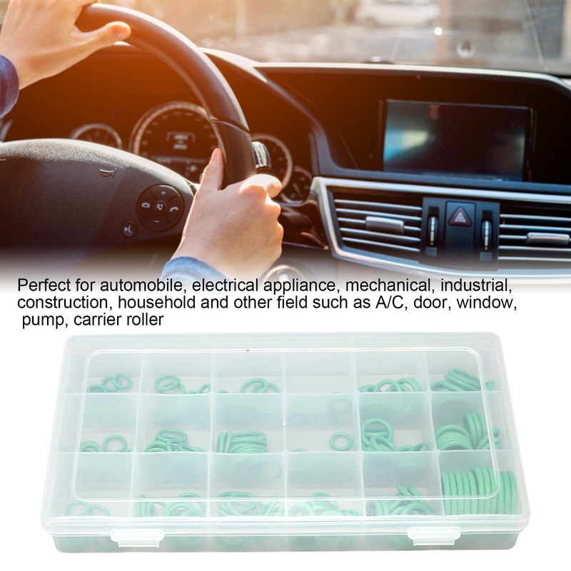 225pcs Car Air Conditioner Seal Ring Kit 18‑Compartment AC O