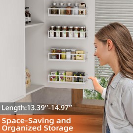 Umomi Over The Door Pantry Organizer, 8 Pack Spice Rack Wall Mounted & Hanging Storage Baskets Organizer Wall Mount, Large Capacity Metal Spice Shelf for Kitchen Cabinet, Bathroom, Shower, Home Decor