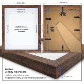 Shadow Box Frame, 4 Pack Picture Frame Set, Wall Picture Frame, Farmhouse Wood Rustic Picture Frames with Tempered Glass Gallery Wall Tabletop Display (8X10 Mat 6X8, Brown)