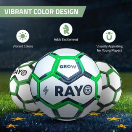 RAYO Grow Size 3 Machine Stitched Football for Kids | Material : PVC | Multicolor | Training Football for Children | For Grass and Clay Grounds | 1.2 MM Thickness Recreational Lightweight Football