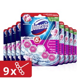Domestos Power 5 Pink Magnolia Toilet Stone 55 ml Pack of 9