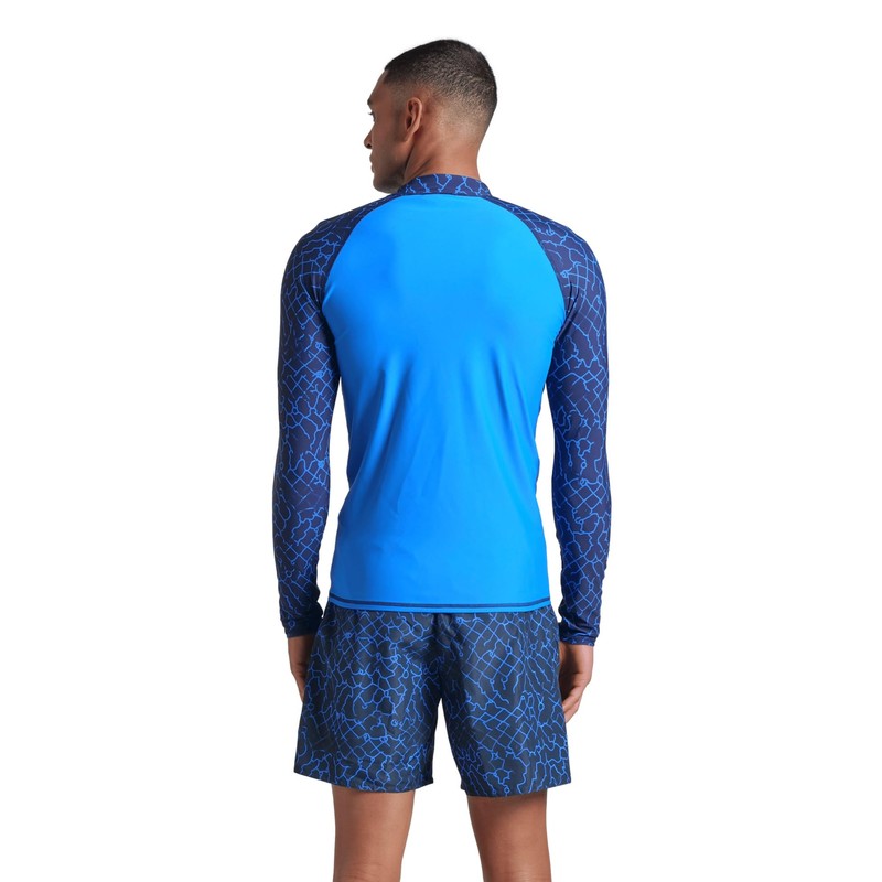 ARENA Men's Vest L/S Allover Rash Guard Shirt, Blue China-navy