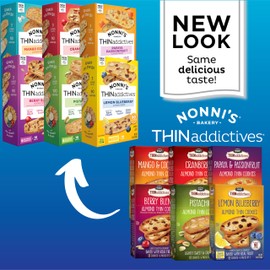 THINaddictives Variety 6 Pack - 6 Flavors w/ 18 Cookies Per Box - Sweet & Crunchy Almond Cookie Thins - Biscotti Italian Cookies - Biscotti Individually Wrapped Cookies - Kosher Coffee Cookie - 4.4 oz