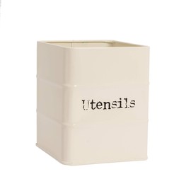 Harbour Housewares Industrial Kitchen Utensil Holder - Vintage Style Steel Kitchen Storage Caddy - Cream