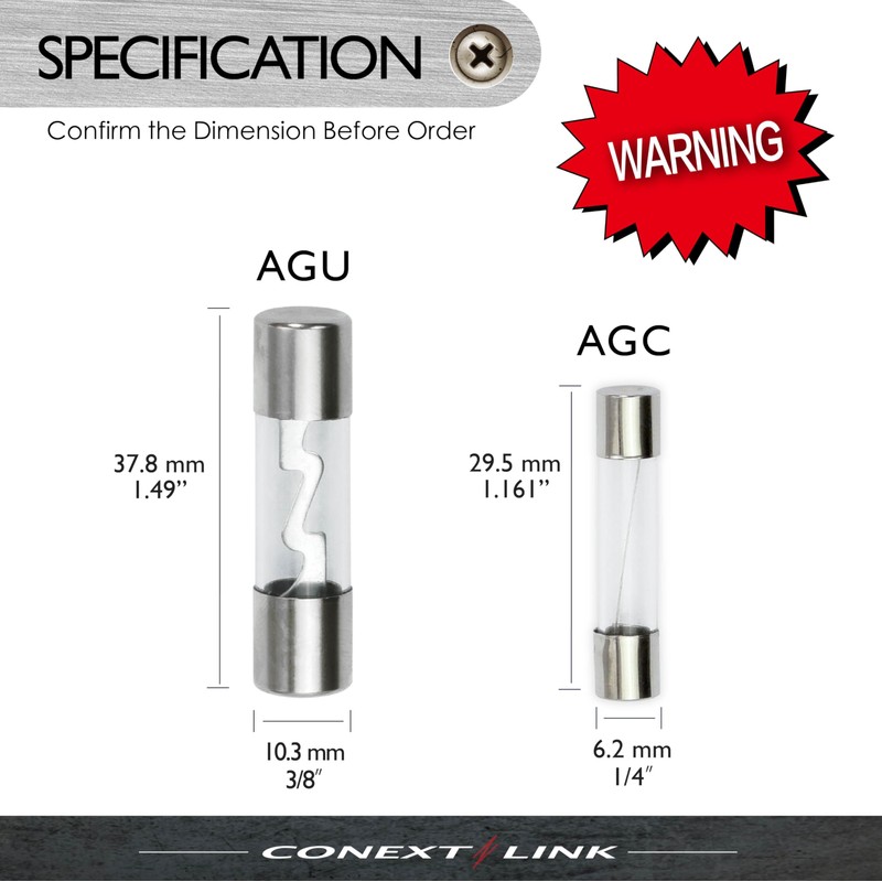Conext Link AGC30-25 ニッケルAGCガラス管ヒューズ25個 30 Amp