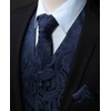 Enlision Men's Waistcoat Paisley Floral Jacquard Tie Hanky Handkerchief Vest