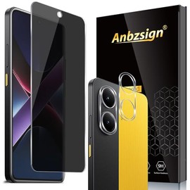 Anbzsign 2 Pack for Xiaomi Poco X7 Pro 5G (2025) Privacy Screen Protector Full Coveray + 2 Pack Camera Lens Protector, Anti-Spy 9H Hardness Touch Sensitive Case Friendly