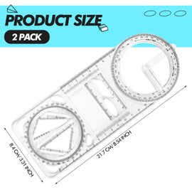 Zonon 2 Pack 6 Inch Protractor, Multifunctional Drawing Ruler Rotatable Mathematical Function Math Geometry Ruler Set, 360 Degree Protractor, Drafting Tools, Large Circle Protractors (Upgrade)