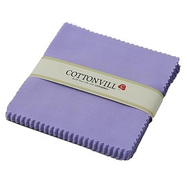 COTTONVILL Solid 60 colors Precut Fabric 20COUNT Cotton for Quilting (5inch square, 40-Pastel Lilac)