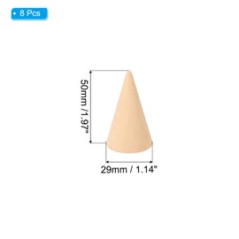 PATIKIL Wooden Cone Ring Holder, Pack of 8 Wooden Finger Jewellery Ring Display Stand, Ring Stand Organiser, Wooden Cone Rack for DIY Crafts, Wood Colour (50 x 29 mm)