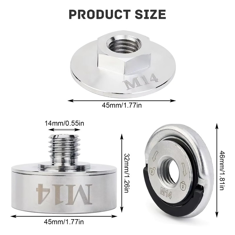 X Lock Adapter Set, Quick Release Nut M14, Stainless Steel