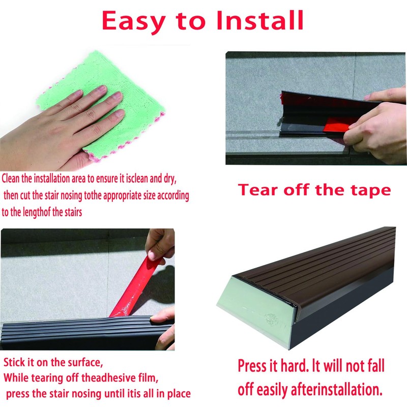 5ft Vinyl Rubber Stair Nosing Stair EdgeTrim Non-Slip Self Adhesive