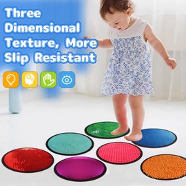 Sensory Mats for Autistic Children, 16 PCS Sensory Wall for Kids, Sensory Tiles for Special Education, Assorted Textured Sensory Toys for Autistic Children, Autism Classroom Must Haves (Round)