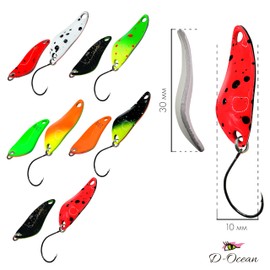 D-Ocean Trout Fishing Spoon 2.5 g 5 Pieces Fishing Hooks Trout Fishing Trout Spoons Spoon Set Length 32 x 20 mm with Box Fishing Bait Trout Fishing Spoon (04)