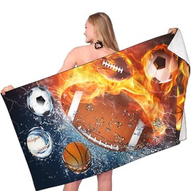 ZPSOSPZ Football Beach Towel, American Football Rugby Beach Towel, Microfibre Quick-drying Bath Towel for Bathroom Pool Camping Trips, 75 * 150cm